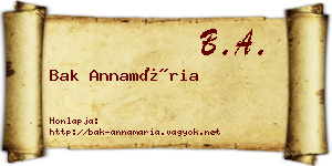 Bak Annamária névjegykártya